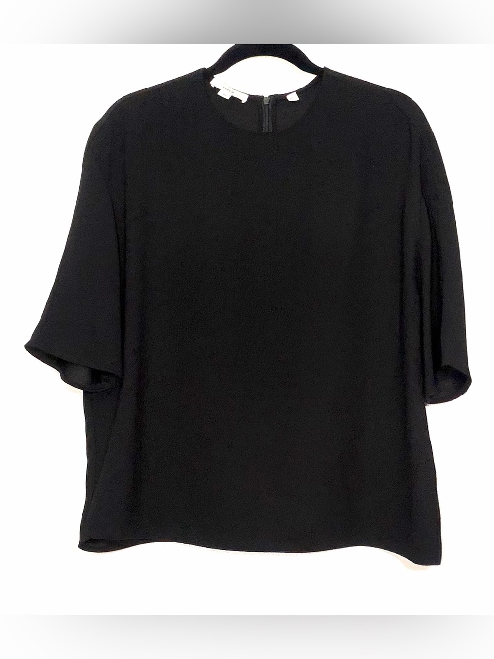 Vince Black Short Sleeve Round Neck Blouse
